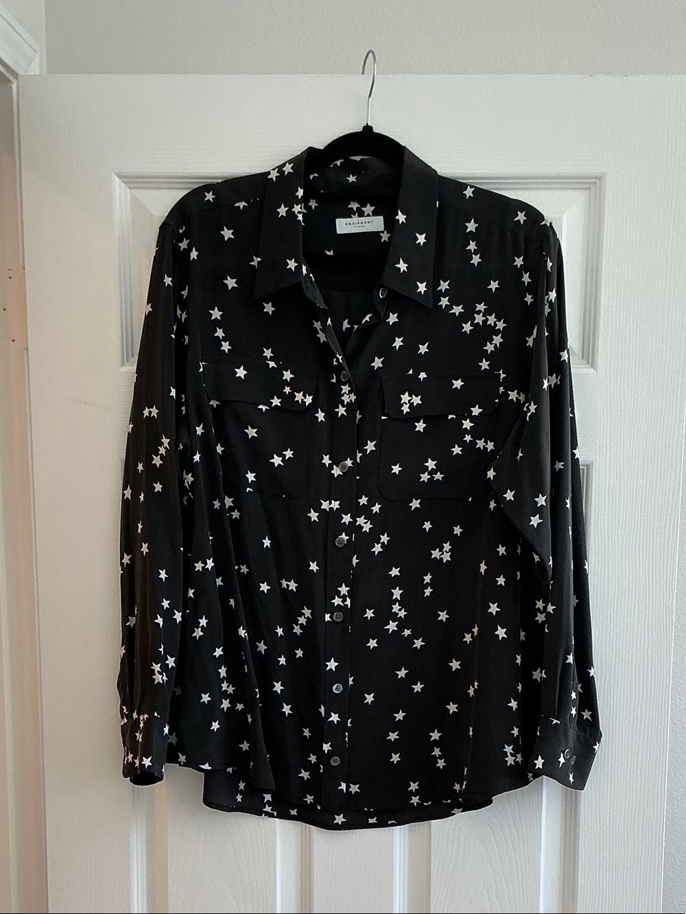 Equipment Black Star-Print Button-Down Shirt